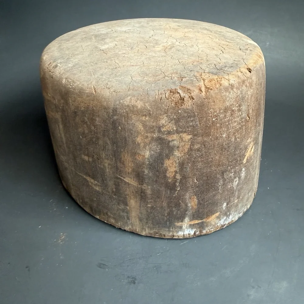 Antique Primitive Millinery Wood Hat Block Mold Form Hatter Tool 6 7/8 4 1/2
